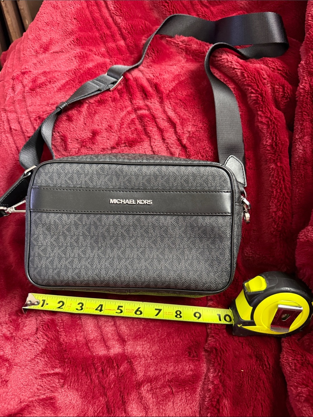 Michael Kors Black Signature Canvas Belt Bag with Adjustable Strap